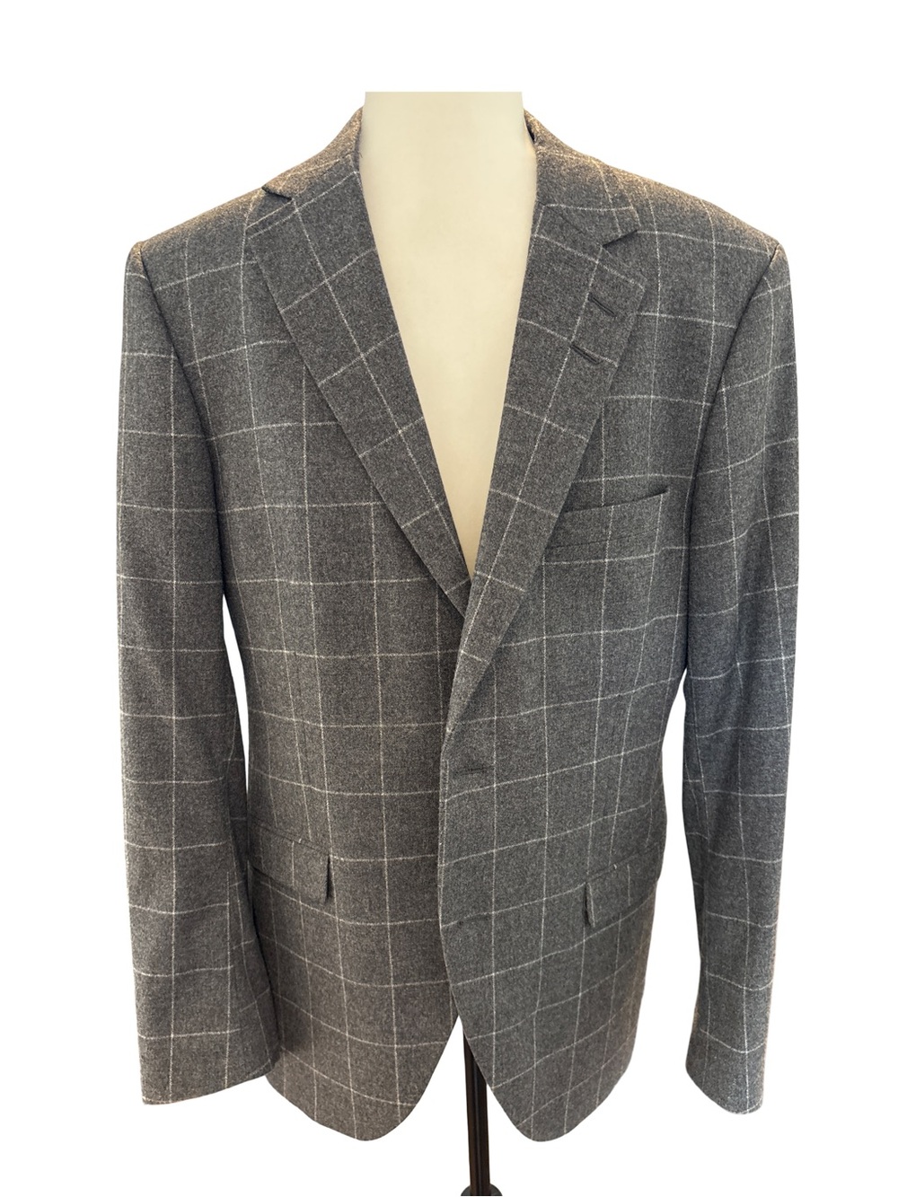 Tiger of Sweden Grey Windowpane Check Slim Fit Wool Blazer Jacket
